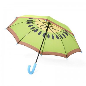 Automatiskt öppet fruktparaply Barn Barn Förtjusande Kiwimönster regnar rak paraply