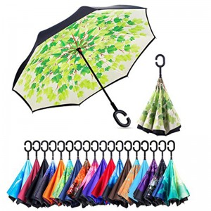 Personaliserade gåvor artiklar manuell öppen Vindtät inverterad omvänd blomma regn paraply