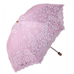 21 tums marknadsföringsförsäljning anpassad utskrift anpassat tyg 3-faldigt paraply av trähandtag
