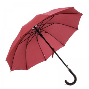 Utomhus anpassad logotyp 190T pongeee tyg metall ram J-form handtag auto öppet vanligt rakt paraply